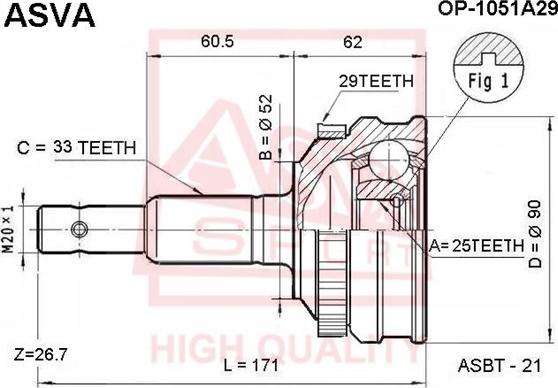 ASVA OP-1051A29 - Jeu de joints, arbre de transmission droxauto.com