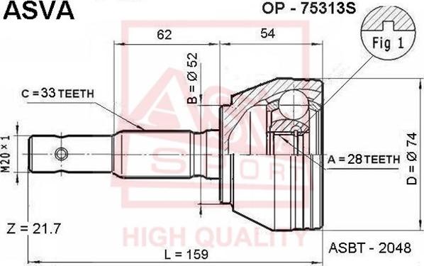 ASVA OP-75313S - Jeu de joints, arbre de transmission droxauto.com