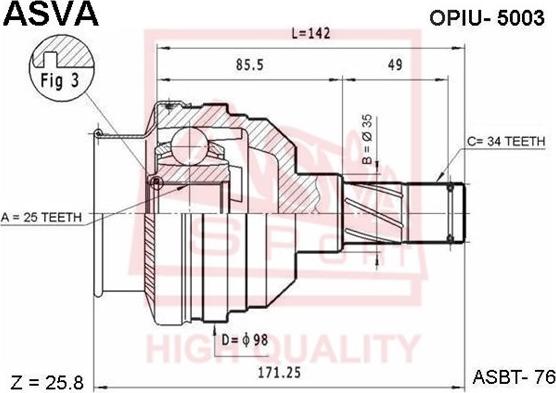 ASVA OPIU-5003 - Jeu de joints, arbre de transmission droxauto.com