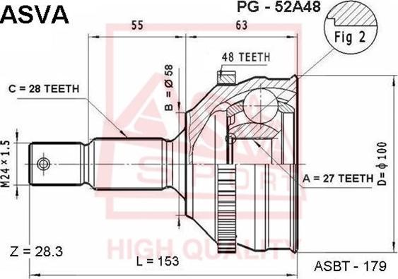 ASVA PG-52A48 - Jeu de joints, arbre de transmission droxauto.com