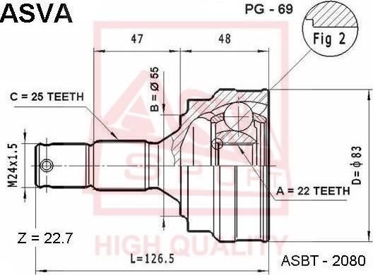 ASVA PG-69 - Jeu de joints, arbre de transmission droxauto.com