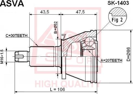 ASVA SK-1403 - Jeu de joints, arbre de transmission droxauto.com