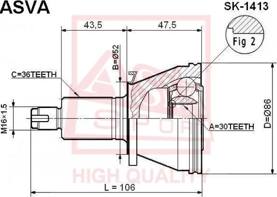ASVA SK-1413 - Jeu de joints, arbre de transmission droxauto.com