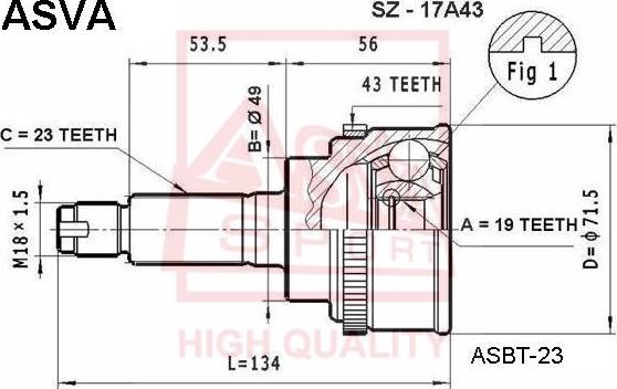 ASVA SZ-17A43 - Jeu de joints, arbre de transmission droxauto.com