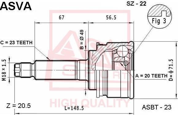 ASVA SZ-22 - Jeu de joints, arbre de transmission droxauto.com