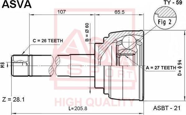 ASVA TY-59 - Jeu de joints, arbre de transmission droxauto.com