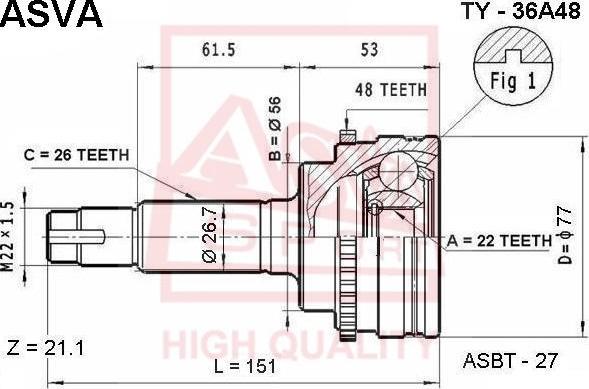 ASVA TY-36A48 - Jeu de joints, arbre de transmission droxauto.com