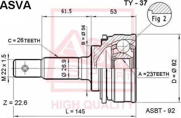 ASVA TY-37 - Jeu de joints, arbre de transmission droxauto.com
