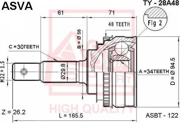 ASVA TY-28A48 - Jeu de joints, arbre de transmission droxauto.com