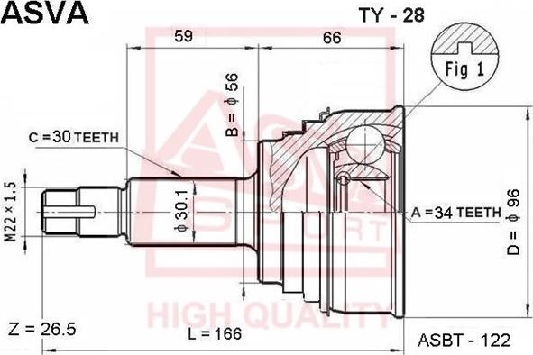 ASVA TY-28 - Jeu de joints, arbre de transmission droxauto.com
