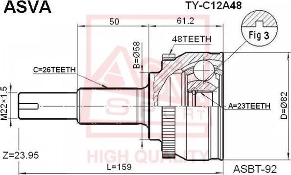ASVA TY-C12A48 - Jeu de joints, arbre de transmission droxauto.com