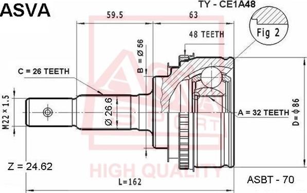 ASVA TY-CE1A48 - Jeu de joints, arbre de transmission droxauto.com