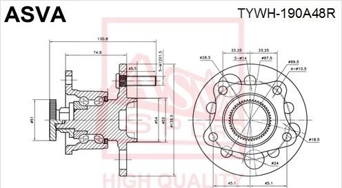 ASVA TYWH-190A48R - Moyeu de roue droxauto.com