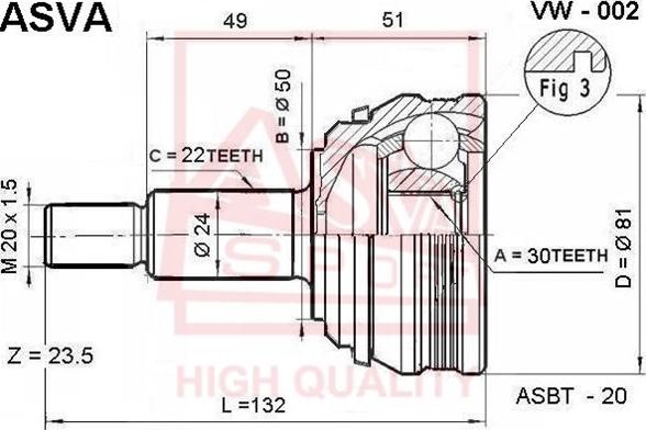 ASVA VW-002 - Jeu de joints, arbre de transmission droxauto.com