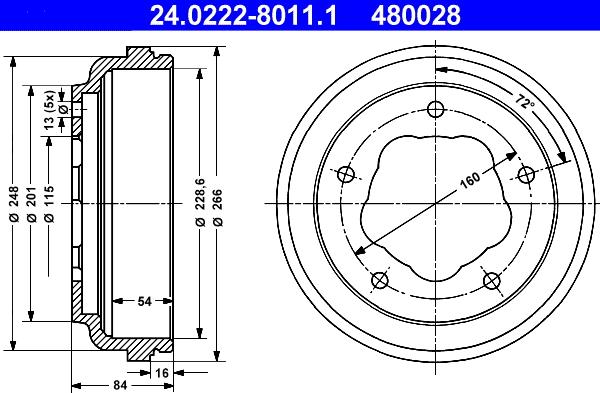 ATE 24.0222-8011.1 - Tambour de frein droxauto.com