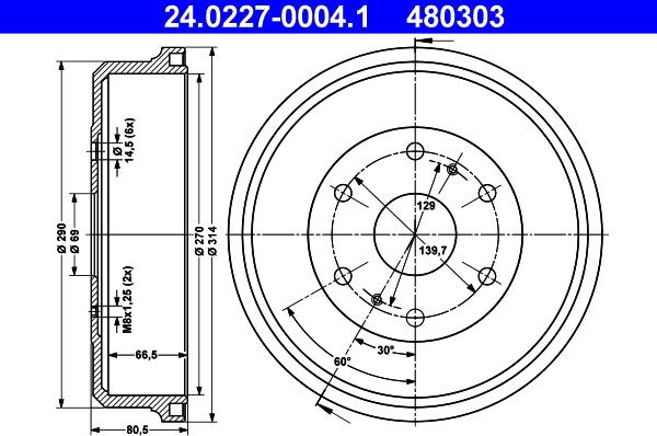 ATE 24.0227-0004.1 - Tambour de frein droxauto.com