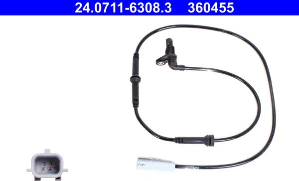 ATE 24.0711-6308.3 - Capteur, vitesse de roue droxauto.com