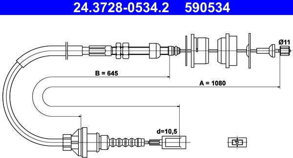 ATE 24.3728-0534.2 - Tirette à câble, commande d'embrayage droxauto.com