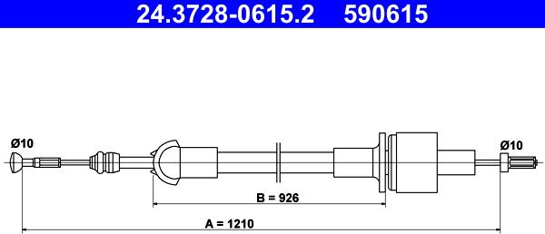 ATE 24.3728-0615.2 - Tirette à câble, commande d'embrayage droxauto.com