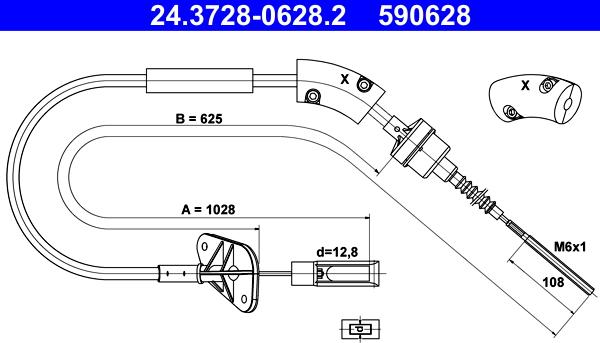 ATE 24.3728-0628.2 - Tirette à câble, commande d'embrayage droxauto.com
