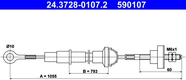 ATE 24.3728-0107.2 - Tirette à câble, commande d'embrayage droxauto.com