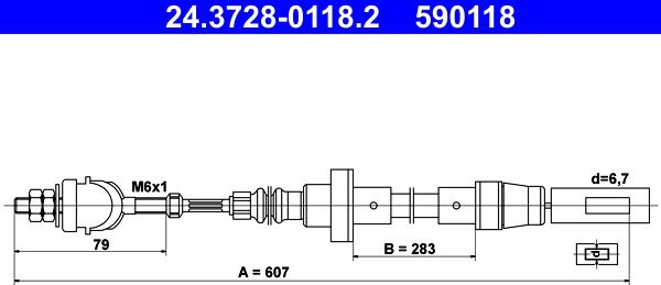 ATE 24.3728-0118.2 - Tirette à câble, commande d'embrayage droxauto.com