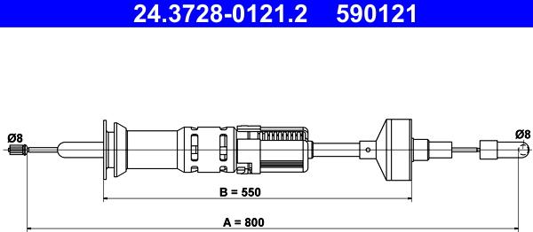 ATE 24.3728-0121.2 - Tirette à câble, commande d'embrayage droxauto.com