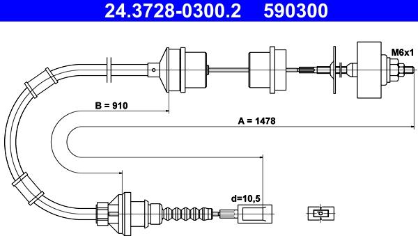 ATE 24.3728-0300.2 - Tirette à câble, commande d'embrayage droxauto.com