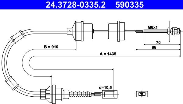 ATE 24.3728-0335.2 - Tirette à câble, commande d'embrayage droxauto.com