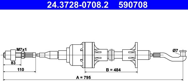 ATE 24.3728-0708.2 - Tirette à câble, commande d'embrayage droxauto.com