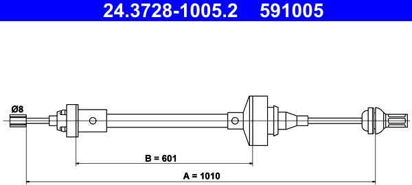 ATE 24.3728-1005.2 - Tirette à câble, commande d'embrayage droxauto.com