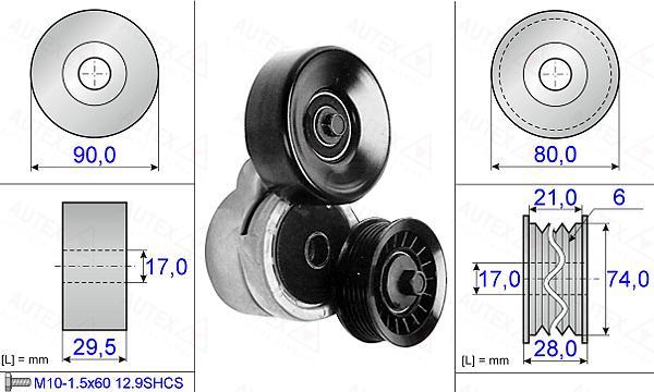 Autex 654944 - Tendeur de courroie, courroie trapézoïdale à nervures droxauto.com