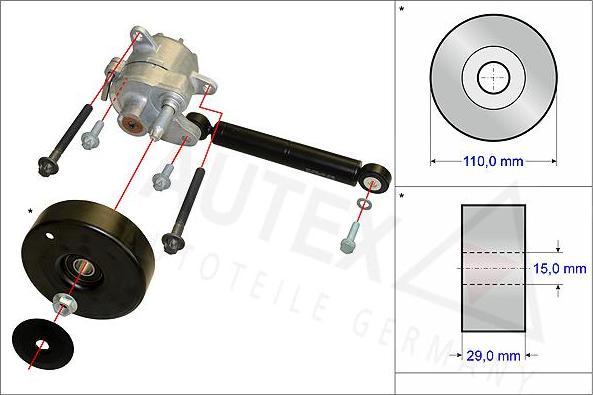 Autex 654866 - Kit de réparation, bras de serrage - courroie trapézoïdale droxauto.com