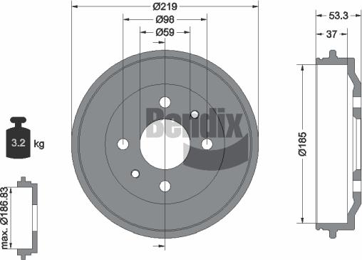 BENDIX Braking BDM1004 - Tambour de frein droxauto.com