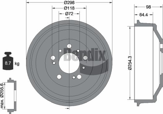BENDIX Braking BDM1013 - Tambour de frein droxauto.com