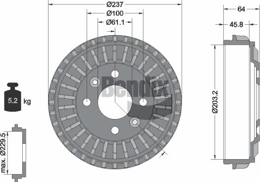 BENDIX Braking BDM1162 - Tambour de frein droxauto.com