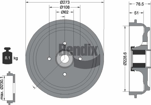 BENDIX Braking BDM1111 - Tambour de frein droxauto.com