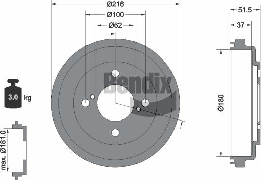 BENDIX Braking BDM1189 - Tambour de frein droxauto.com
