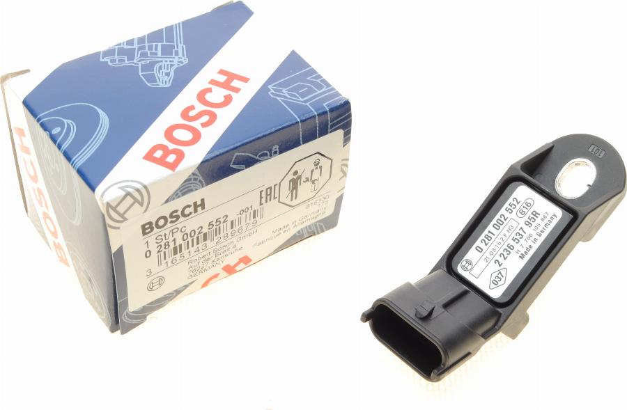 BOSCH 0 281 002 552 - Capteur, pression de suralimentation droxauto.com