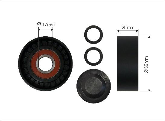 Caffaro 237-00 - Poulie renvoi / transmission, courroie trapézoïdale à nervures droxauto.com