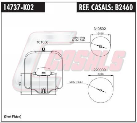 Casals B2460 - Ressort pneumatique, suspension pneumatique droxauto.com