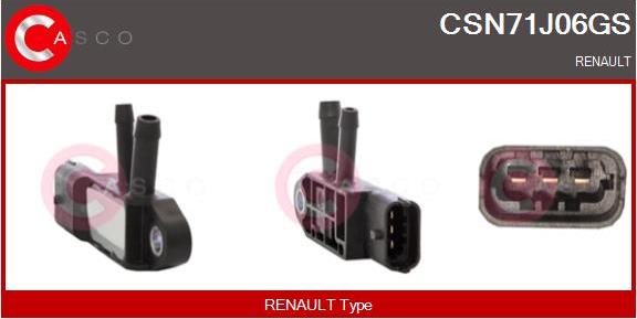 Casco CSN71J06GS - Capteur, pression des gaz échappement droxauto.com