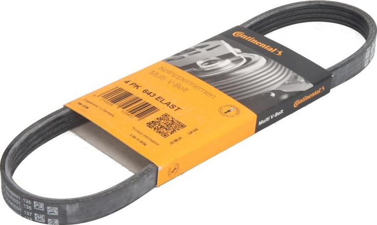 CONTINENTAL 4PK643 ELAST - Courroie trapézoïdale à nervures droxauto.com