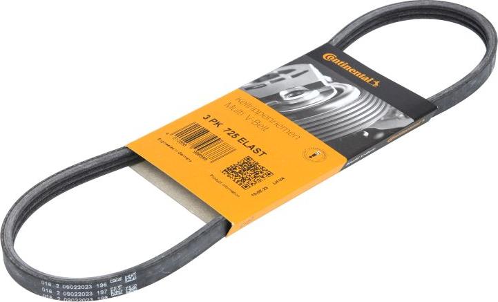 CONTINENTAL 3 PK 725 ELAST - Courroie trapézoïdale à nervures droxauto.com