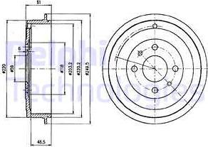 Delphi BF413 - Tambour de frein droxauto.com