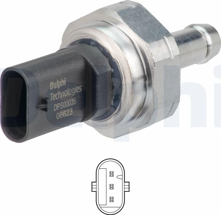 Delphi DPS00035-12B1 - Capteur, pression des gaz échappement droxauto.com