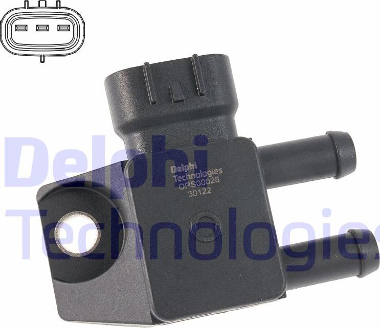 Delphi DPS00028-12B1 - Capteur, pression des gaz échappement droxauto.com