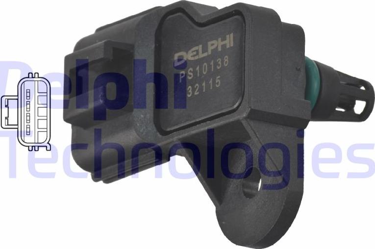 Delphi PS10138 - Capteur, pression du tuyau d'admission droxauto.com
