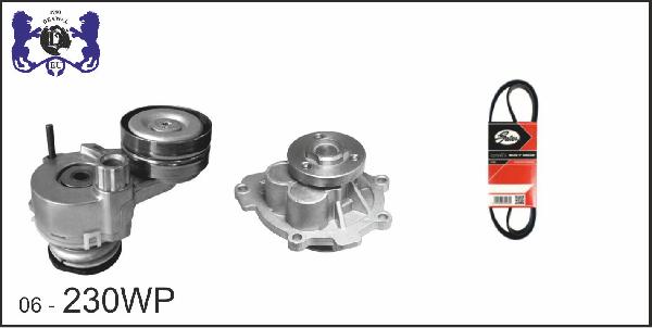DEXWAL MOBIDEX 06-230WP - Pompe à eau+Jeu de courroie trapézoïdale à nervures droxauto.com