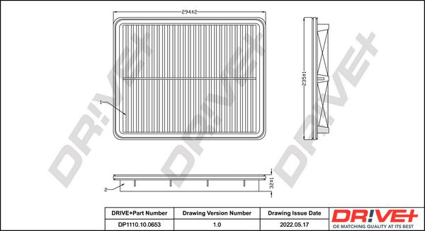 Dr!ve+ DP1110.10.0653 - Filtre à air droxauto.com